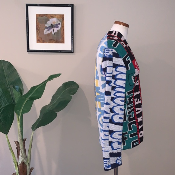 Maison Martin Margiela x H&M Sports Scarf V-Neck Multicolor Wool Sweater, Size M - Picture 4 of 16